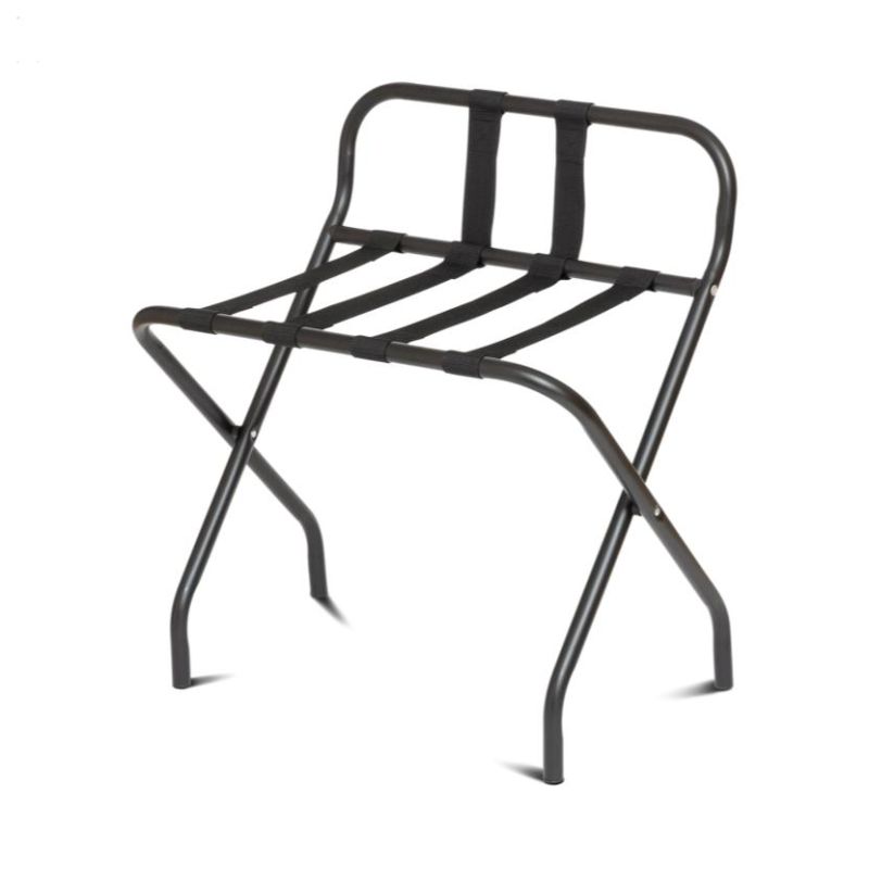 Suport pliabil hotelier pentru bagaje cu spătar – Mary II - negru