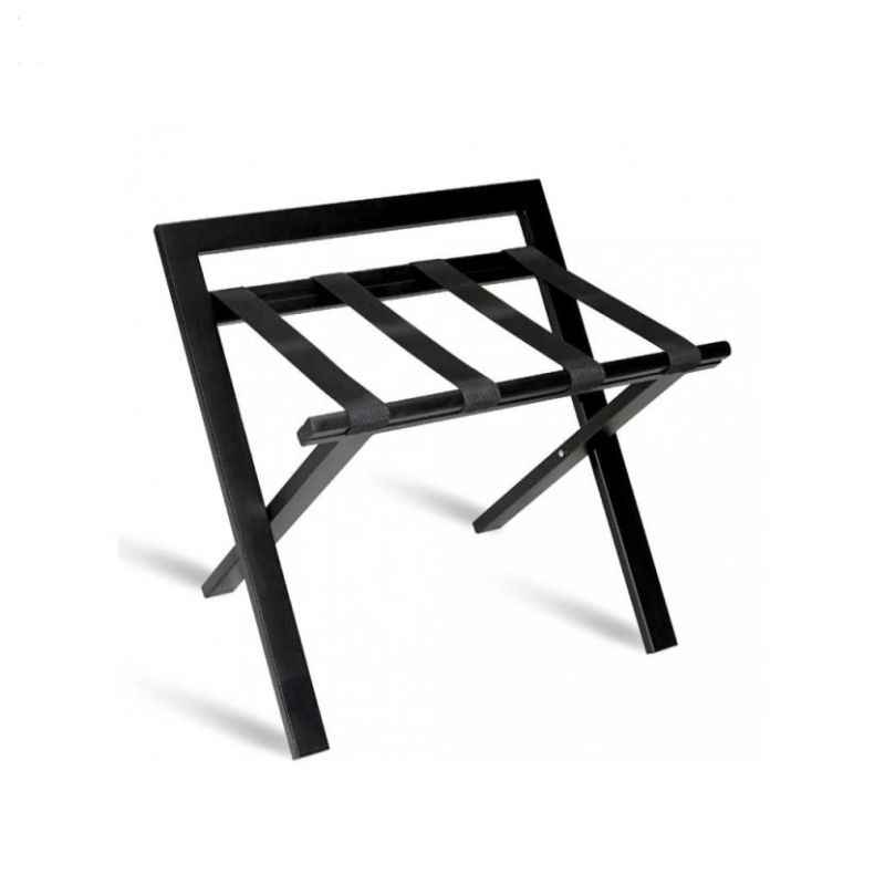 Suport pentru bagaje negru, cu spătar - Wood Plus