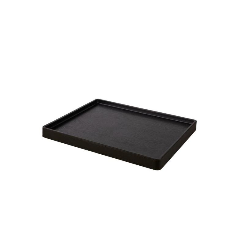 Tavă de bun venit Noble Leather, neagră, pentru fierbător