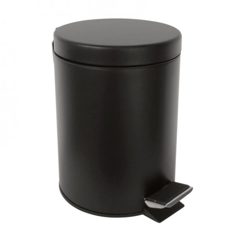 Coș de gunoi cu pedală, capac cu închidere lentă - negru mat (3 litri)