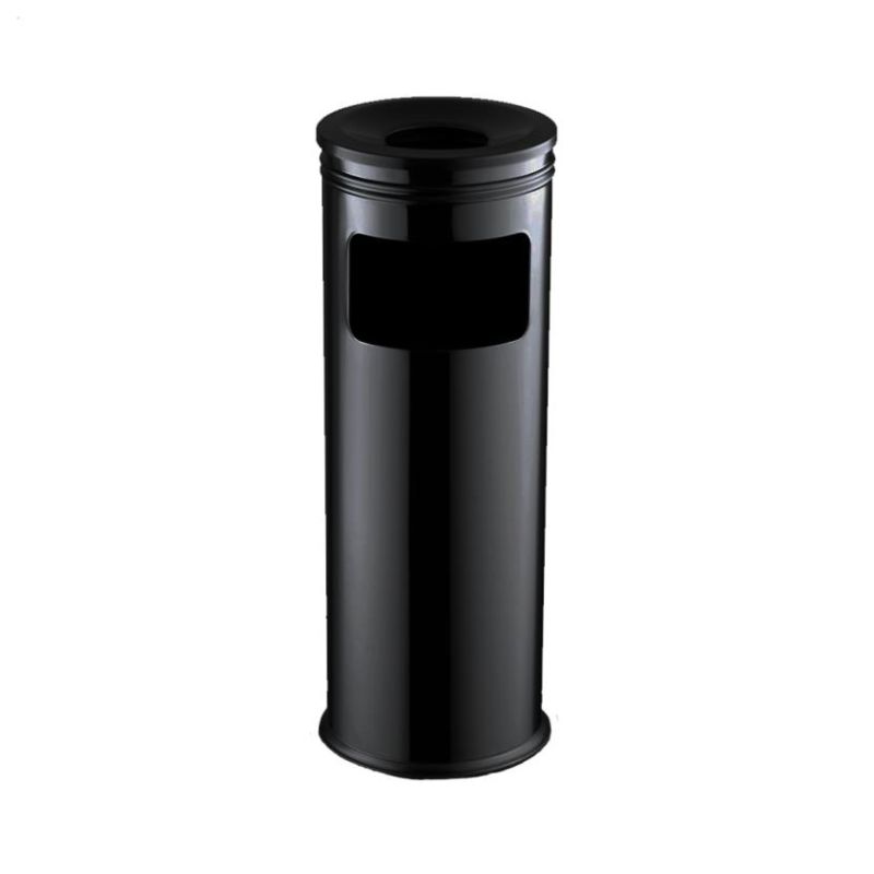Coș de gunoi cu scrumieră, neagră - 12 litri