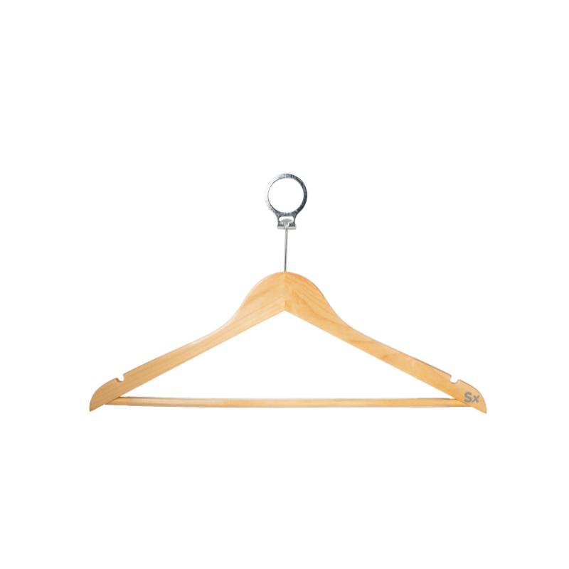 Umeraș antifurt din lemn natural cu inel de siguranță – pentru hotel