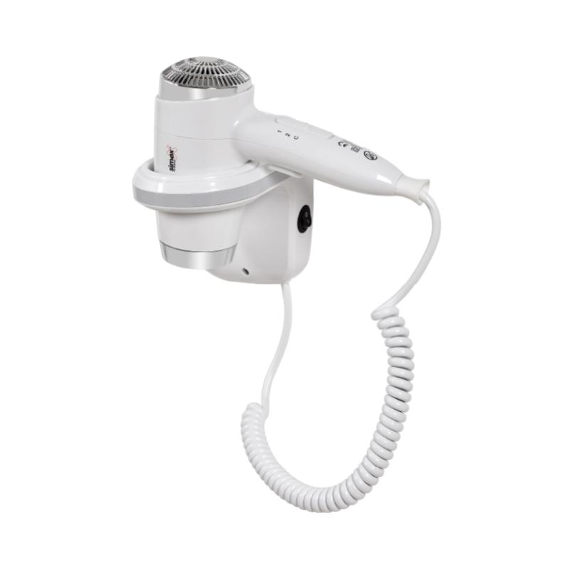 Uscător de păr hotelier cu suport perete 1800W – alb/crom